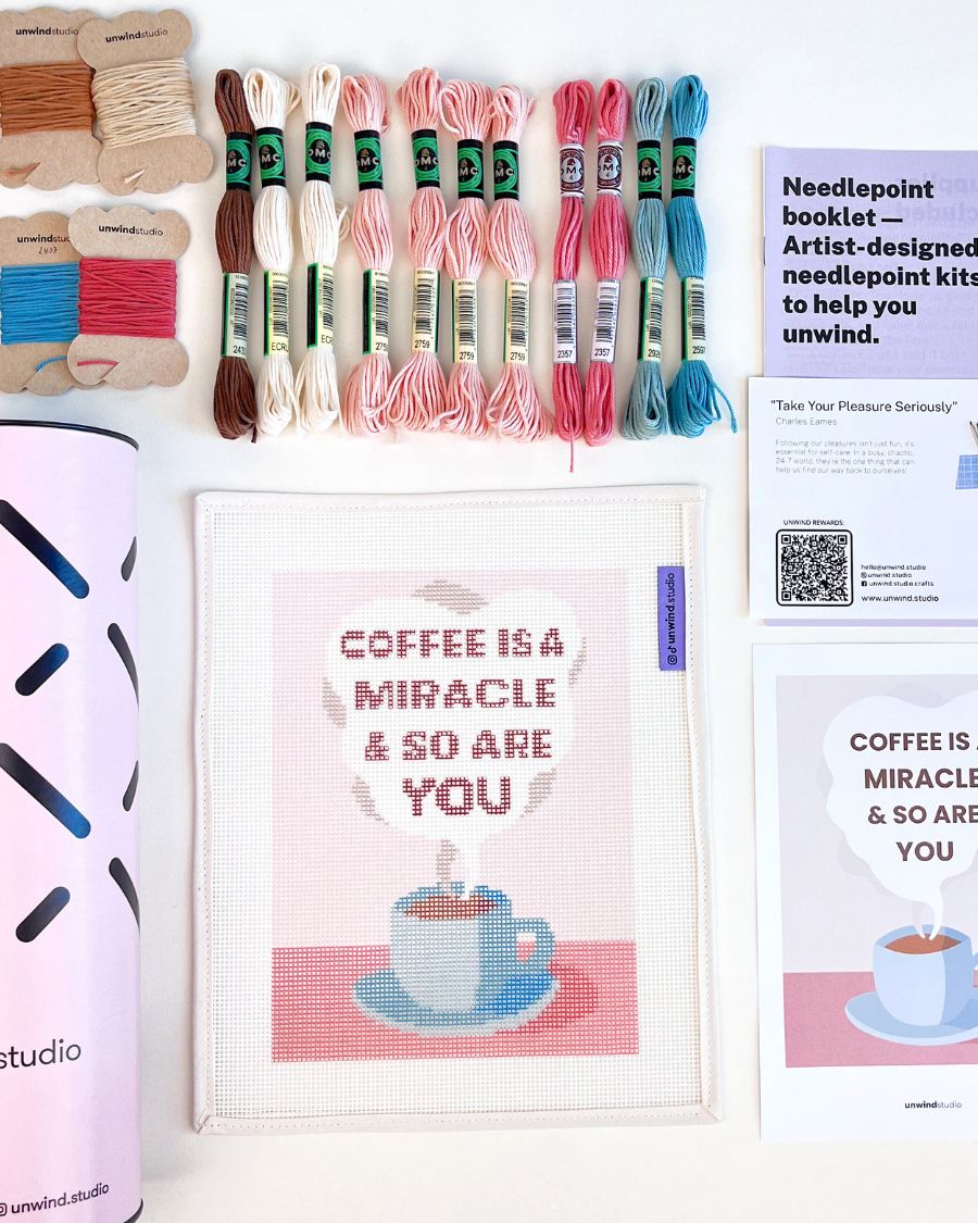 Kaffee ist ein Wunder & Du bist auch ein Gobelinstickerei-Set