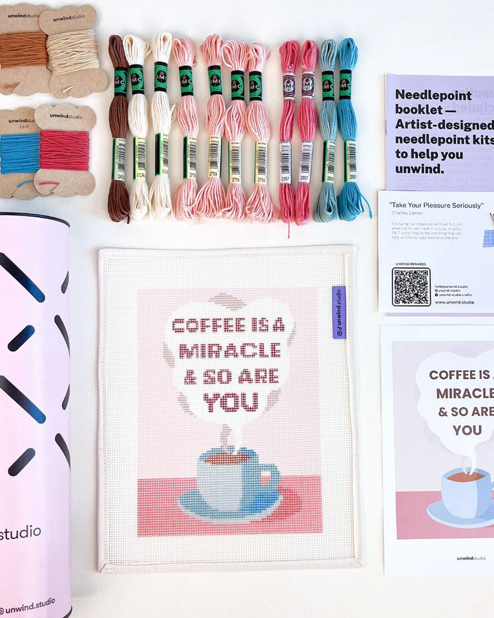 Kaffee ist ein Wunder & Du bist auch ein Gobelinstickerei-Set