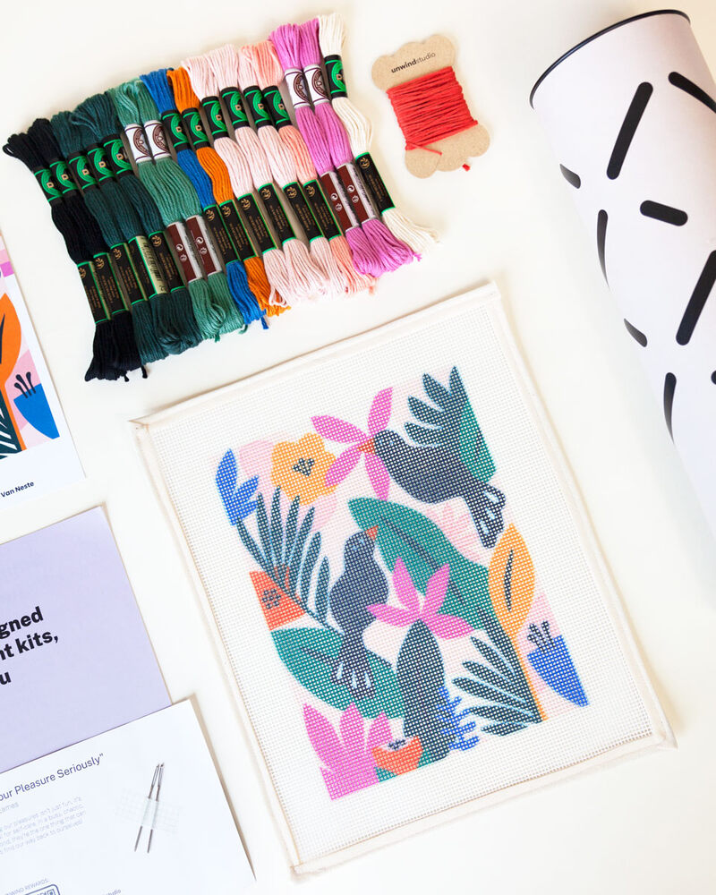 Colorful Jungle Needlepoint Kit by Unwind Studio