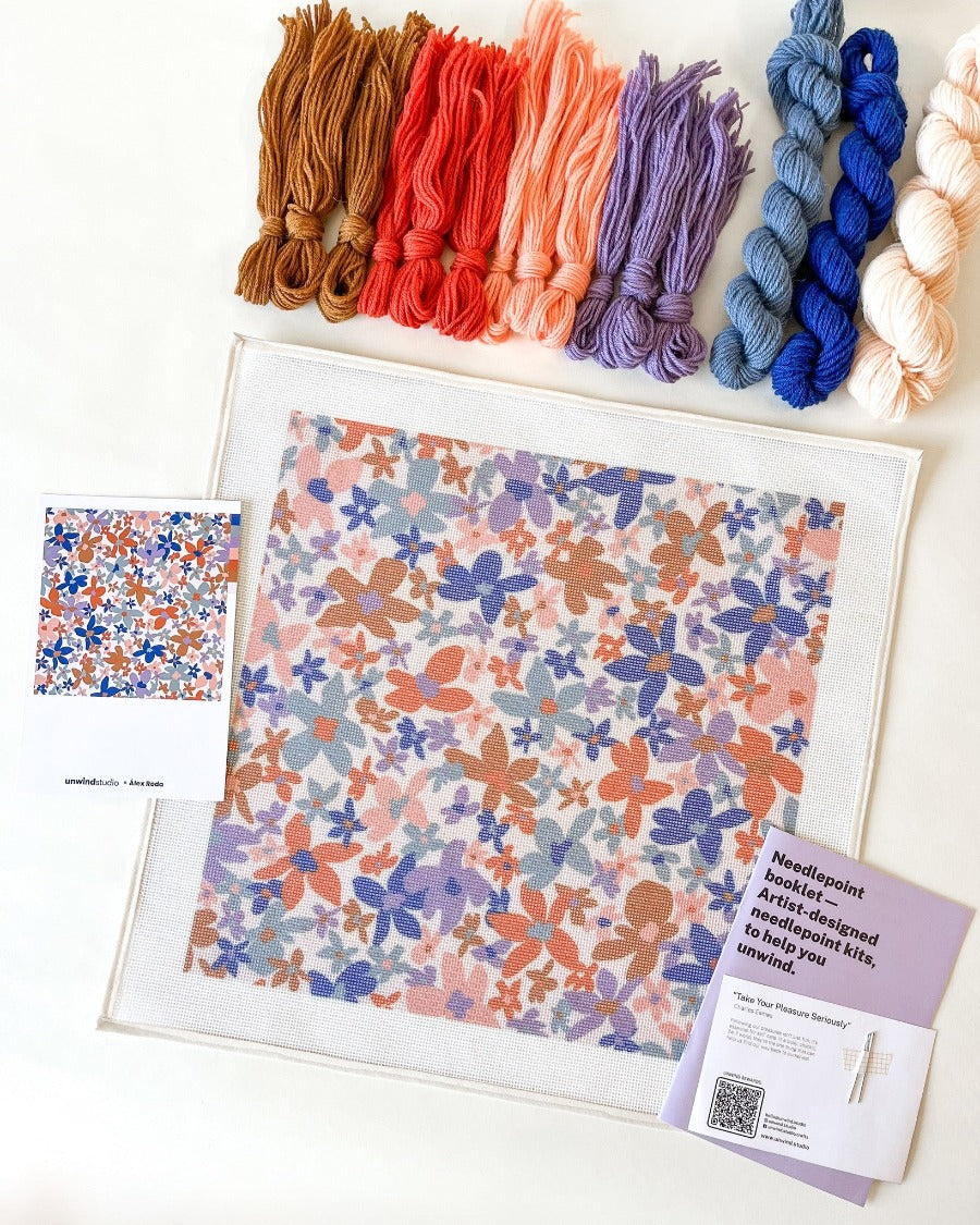 Laura Flor Needlepoint Cushion Kit by Unwind Studio