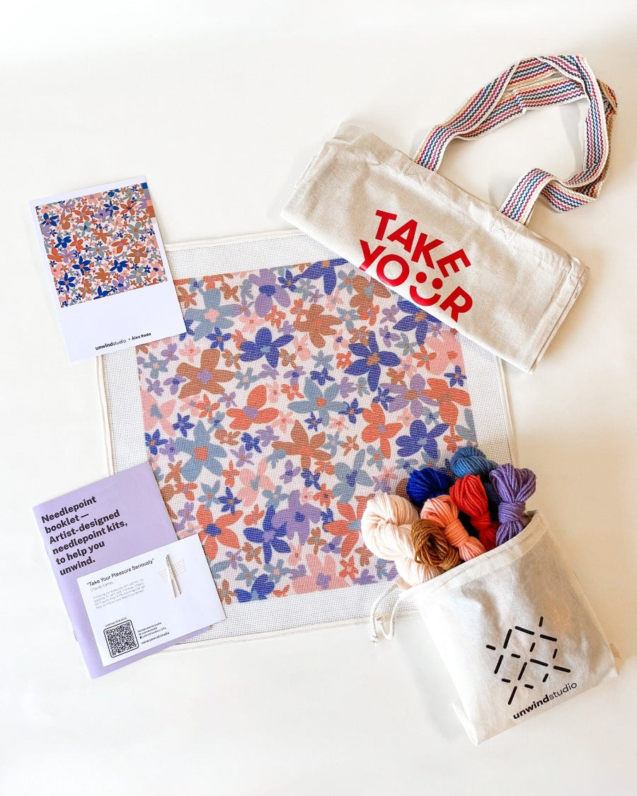 Laura Flor Needlepoint Cushion Kit by Unwind Studio