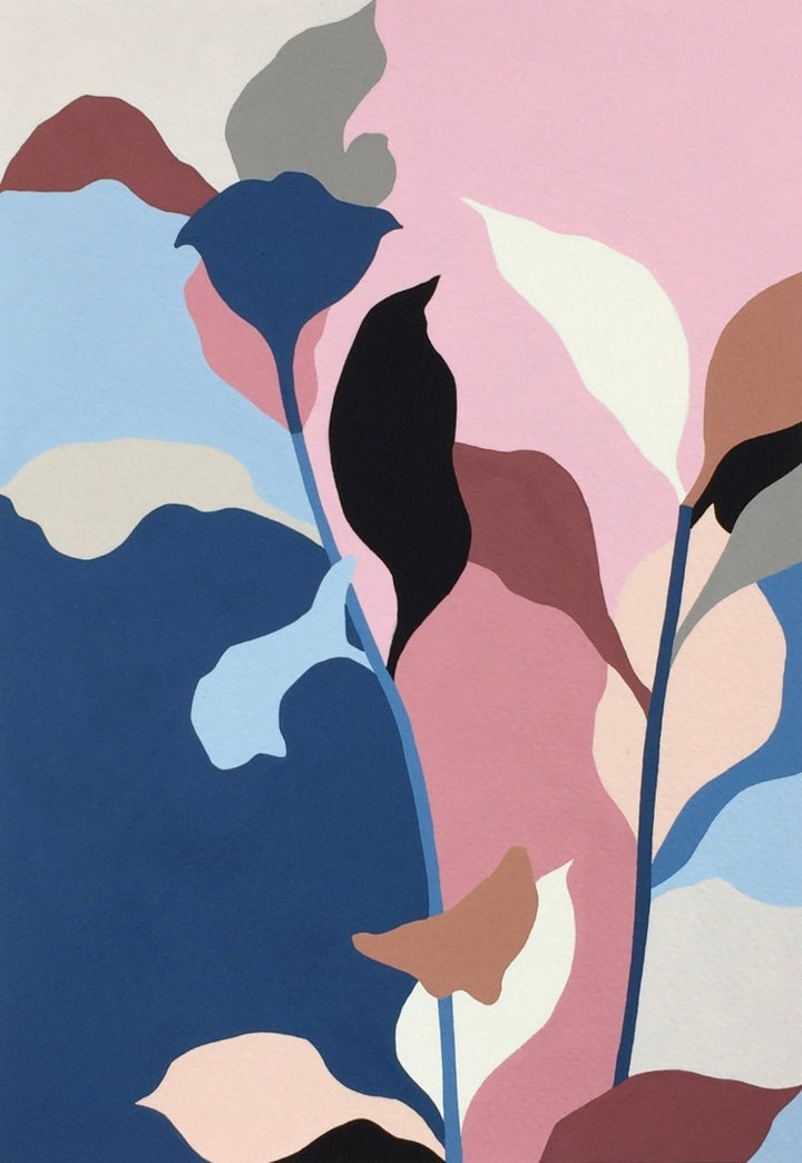 pink foliage illustration art by eloise renouf