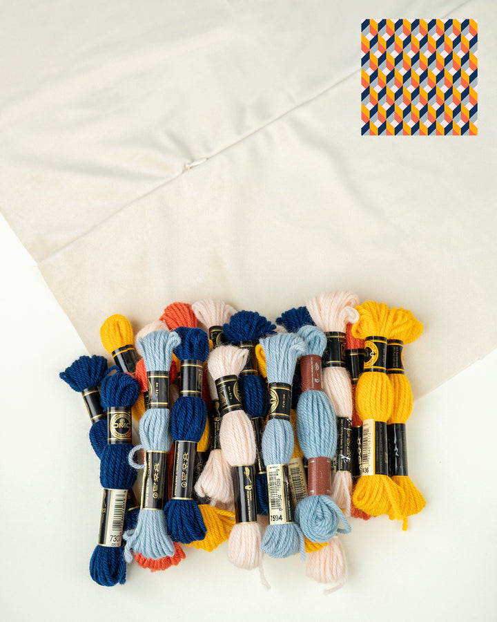 Tumbling Blocks V4: Stickkissen-Set (Zählgewebe)