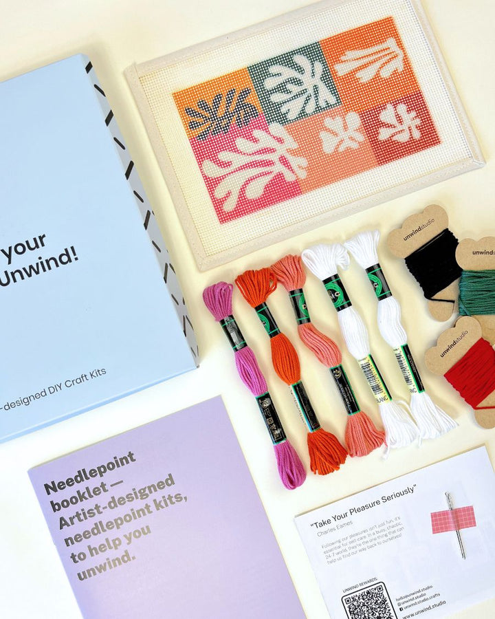 Fleur de Neige Needlepoint Kit for Clutch Insert/Phone Holder by Unwind Studio