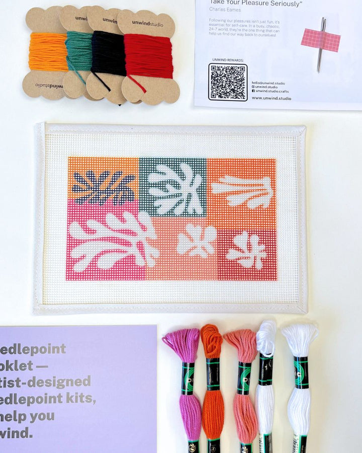 Fleur de Neige Needlepoint Kit for Clutch Insert/Phone Holder by Unwind Studio