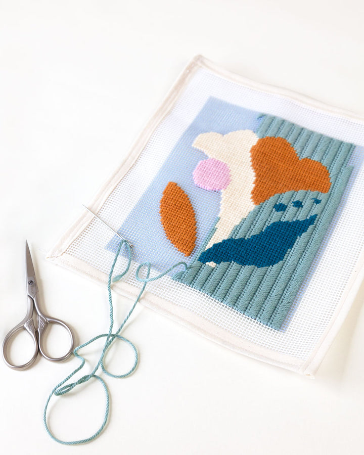 Modern floral study design small needlepoint kit by Unwind Studio and LEMONNI