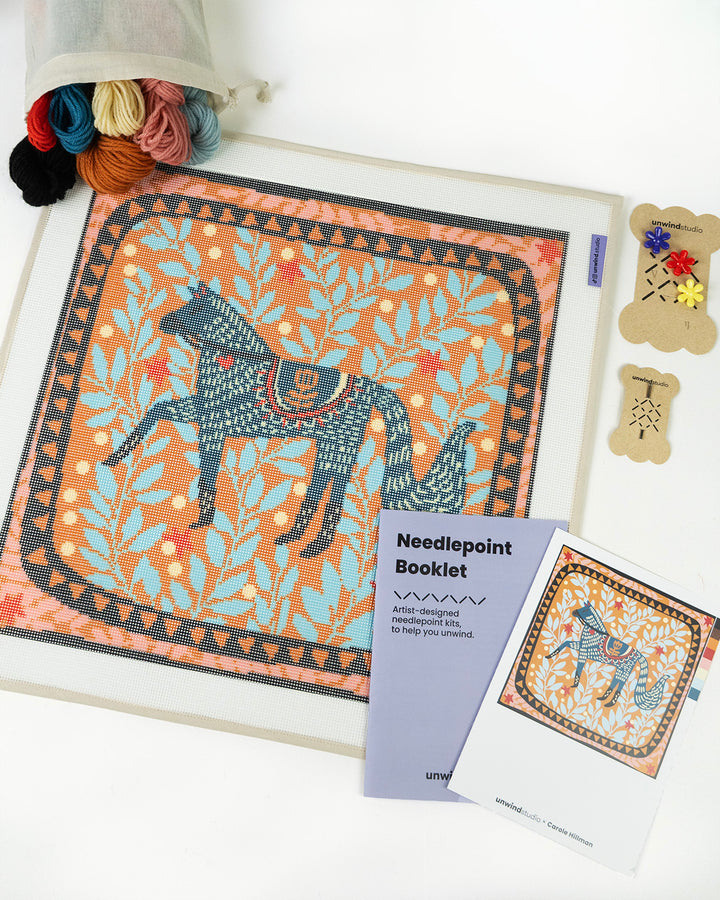 Canevas de coussin Cheval folklorique