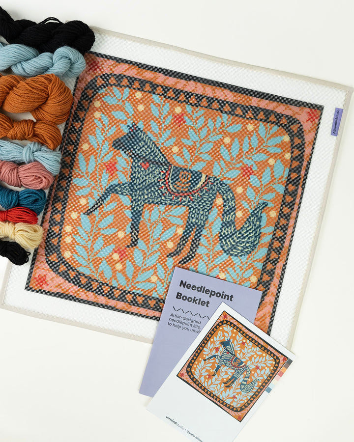 Canevas de coussin Cheval folklorique