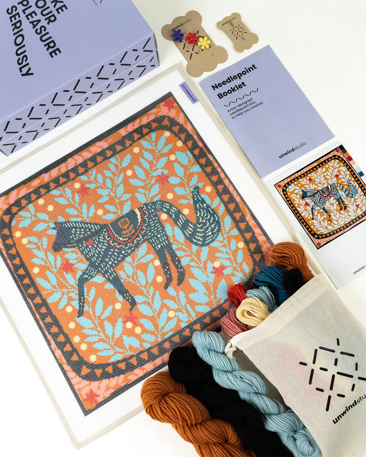 Canevas de coussin Cheval folklorique