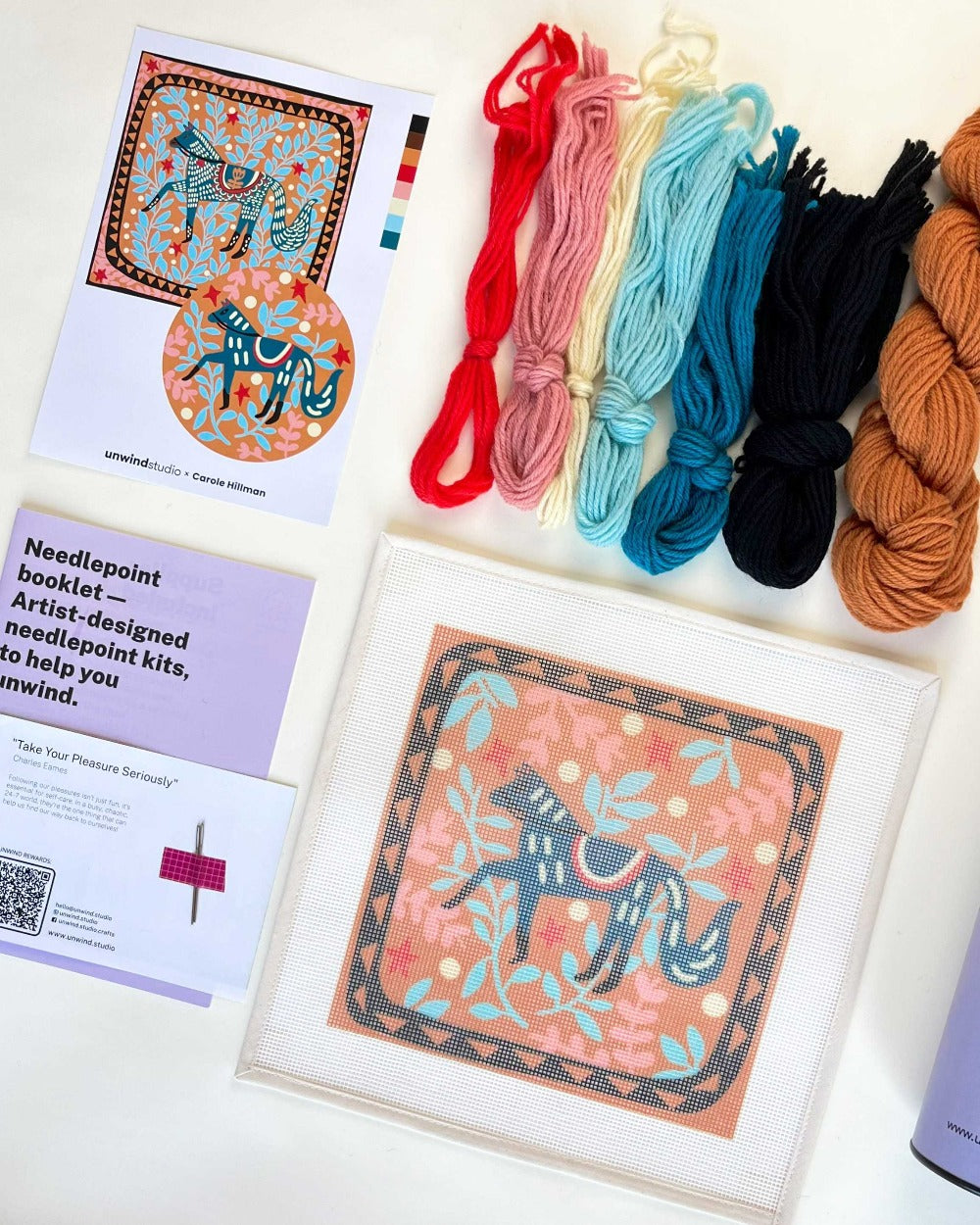 Folk Horse Needlepoint Kit by Unwind Studio