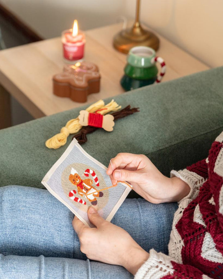 Gingerbread Boy Needlepoint Ornament Kit by Unwind Studio