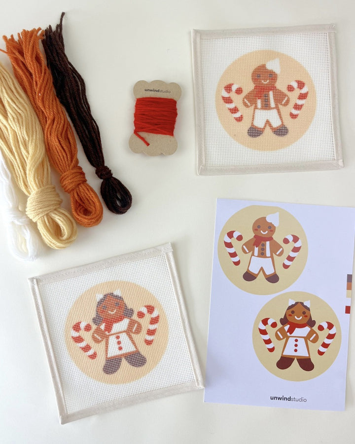 Gingerbread Girl Needlepoint Ornament Kit by Unwind Studio