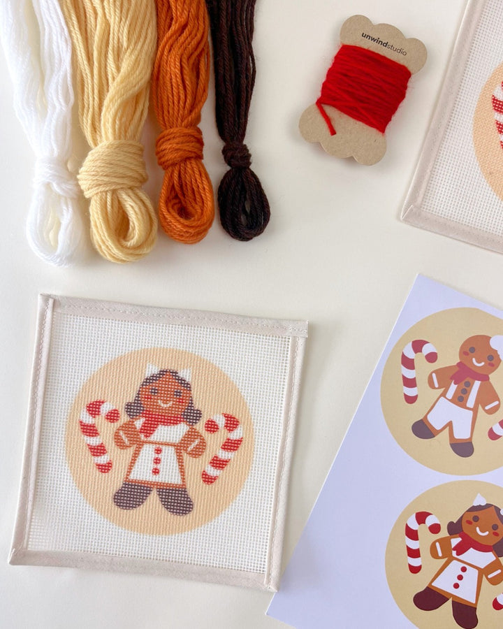 Gingerbread Girl Needlepoint Ornament Kit by Unwind Studio