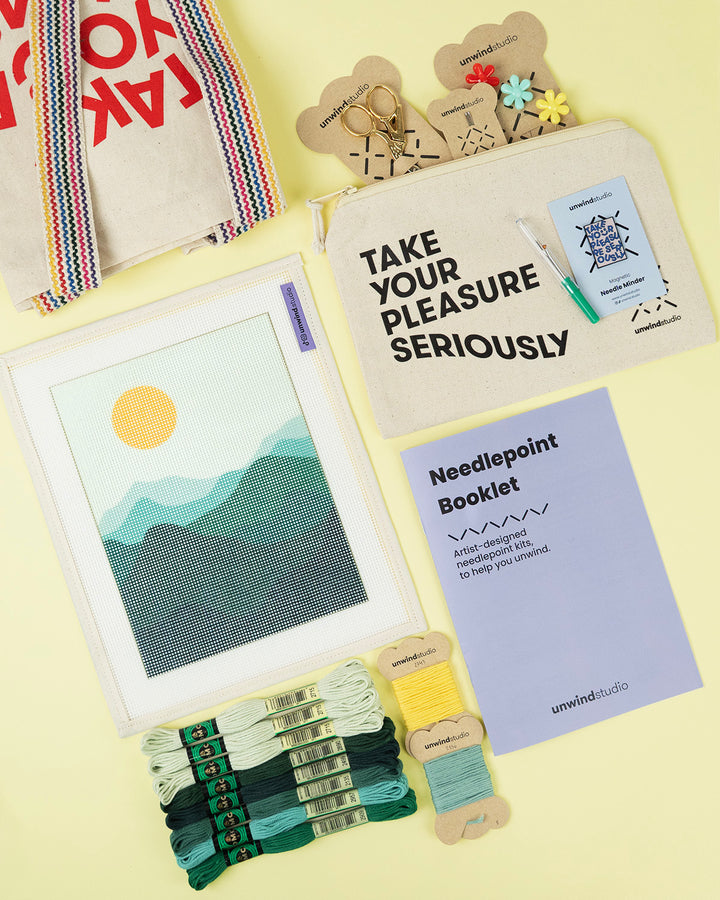 NEEDLEPOINT STARTER KIT "Green Mountains"