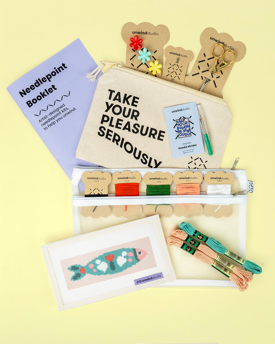 Needlepoint Starter Kit "Portuguese Sardine" Bookmark by Unwind Studio