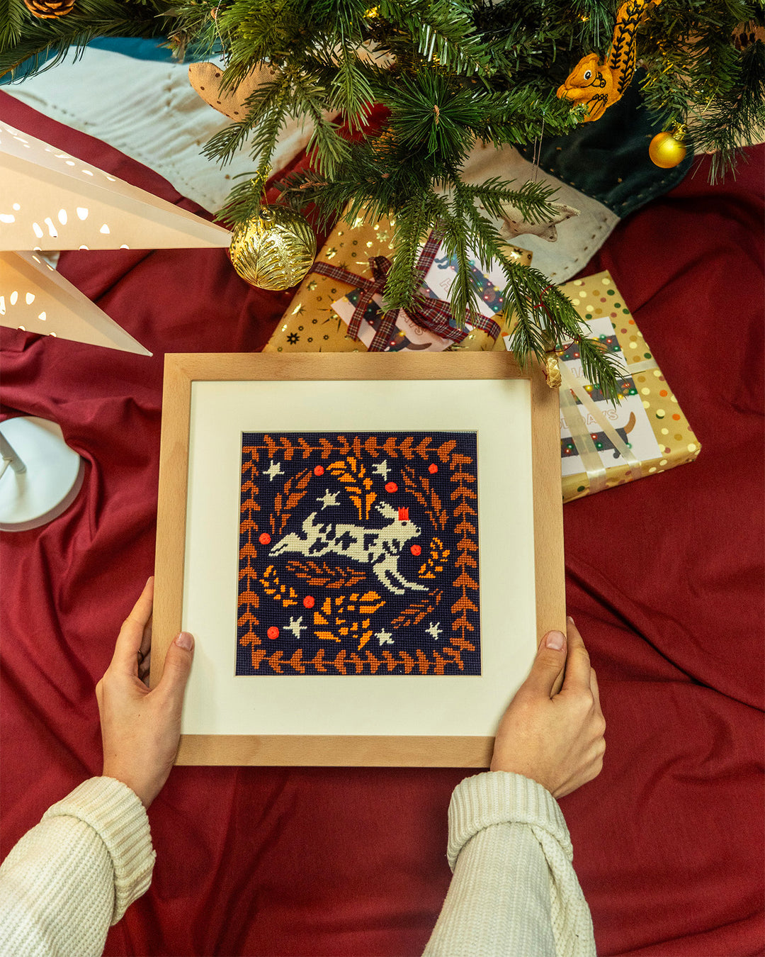 Hares running in the Night Needlepoint Kit