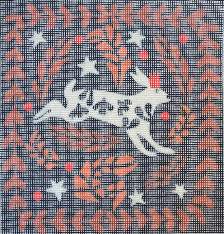 Hares running in the Night Needlepoint Kit by Unwind Studio