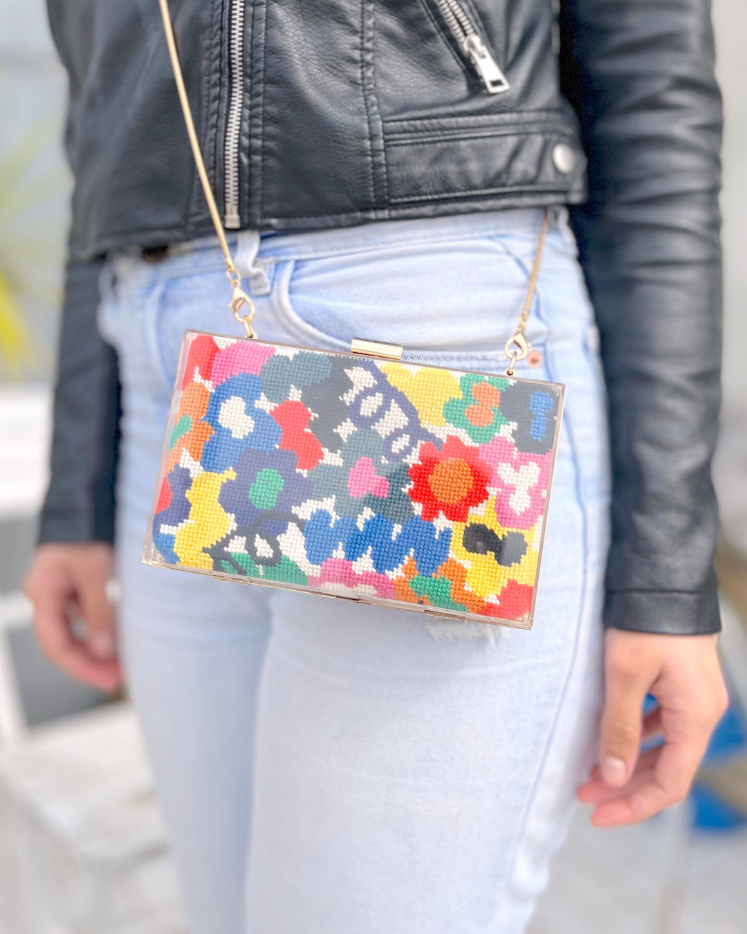 Jungley Flowers Needlepoint Kit for Clutch Insert/Phone Holder by Unwind Studio
