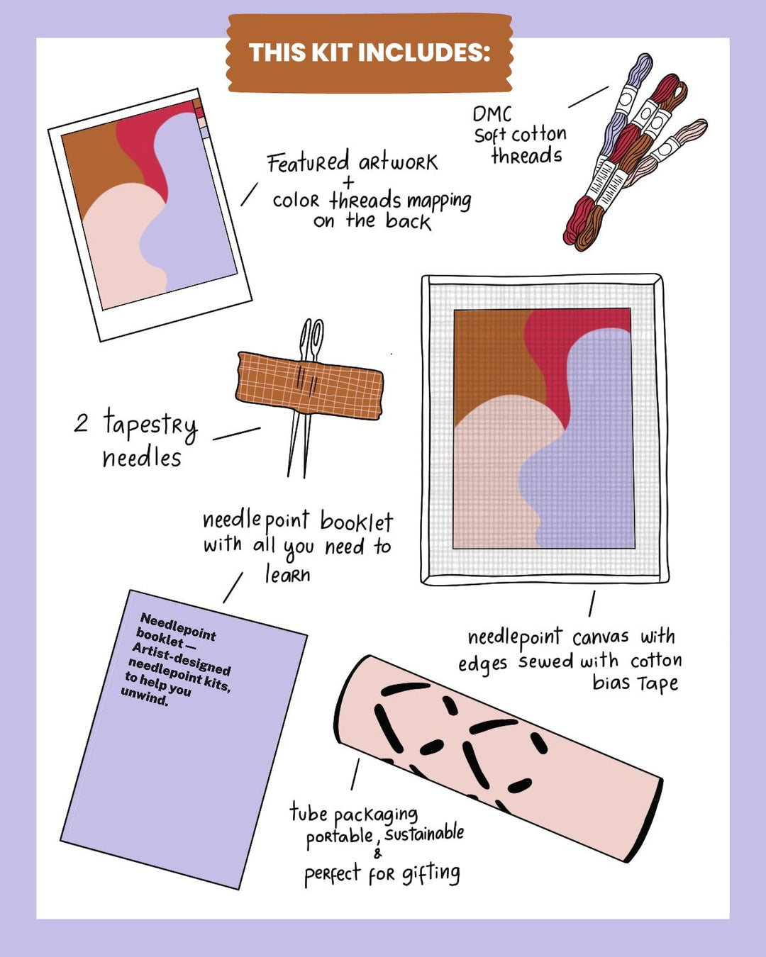 Pink Ice Protea Needlepoint Kit by Unwind Studio