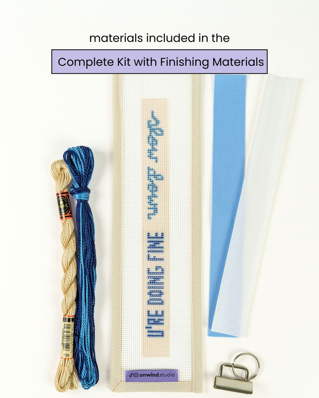 "Slow Down, U're Doing Fine" Needlepoint Key Fob Kit