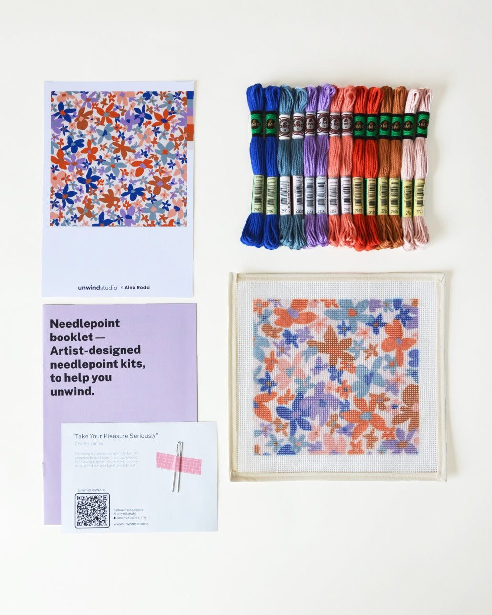 Laura Flor Sunglasses Case Needlepoint Kit by Unwind Studio