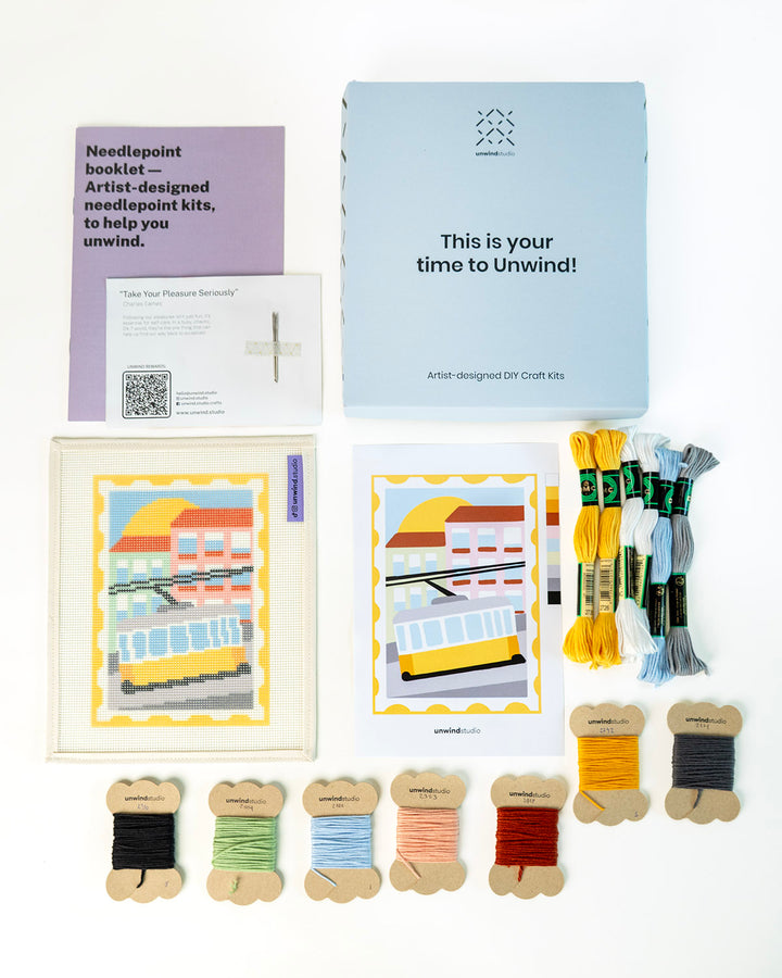 Kit de broderie au point de croix pour cartes postales de Lisbonne