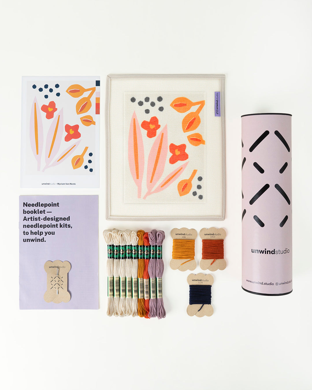 Paper Flowers Beginner Needlepoint Kit