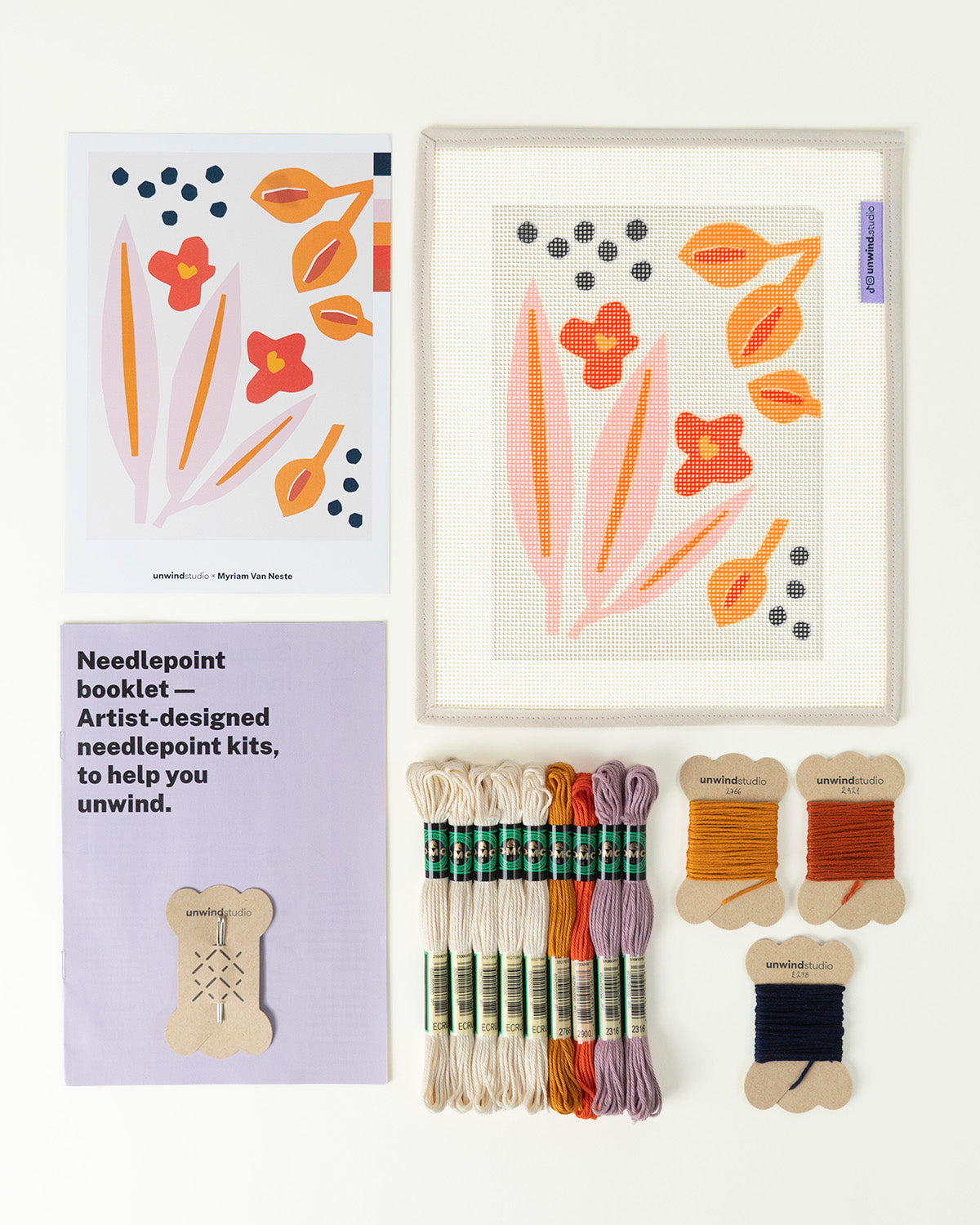 Paper Flowers Contemporary Needlepoint Kit – Unwind Studio