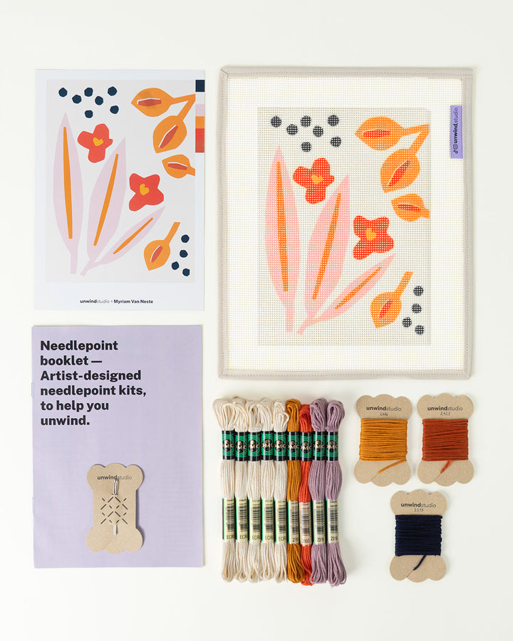 Paper Flowers Beginner Needlepoint Kit