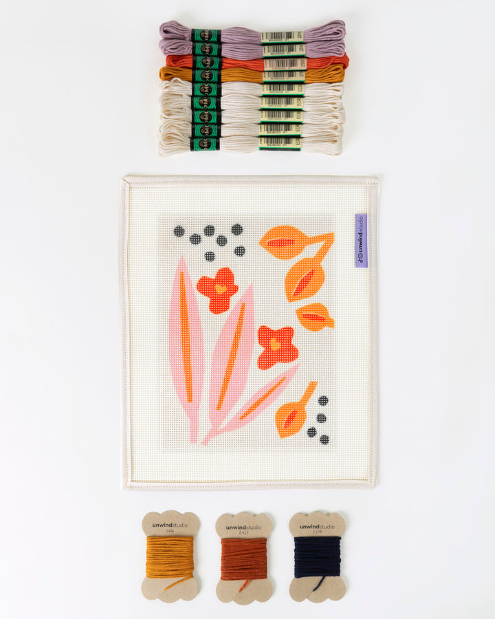 Paper Flowers Beginner Needlepoint Kit