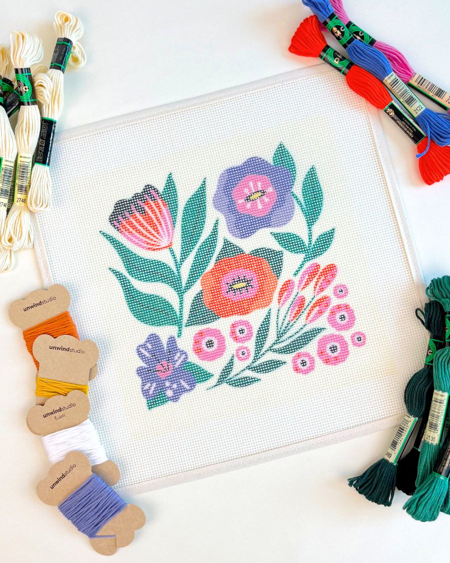 Abstract Flowers Needlepoint Kit