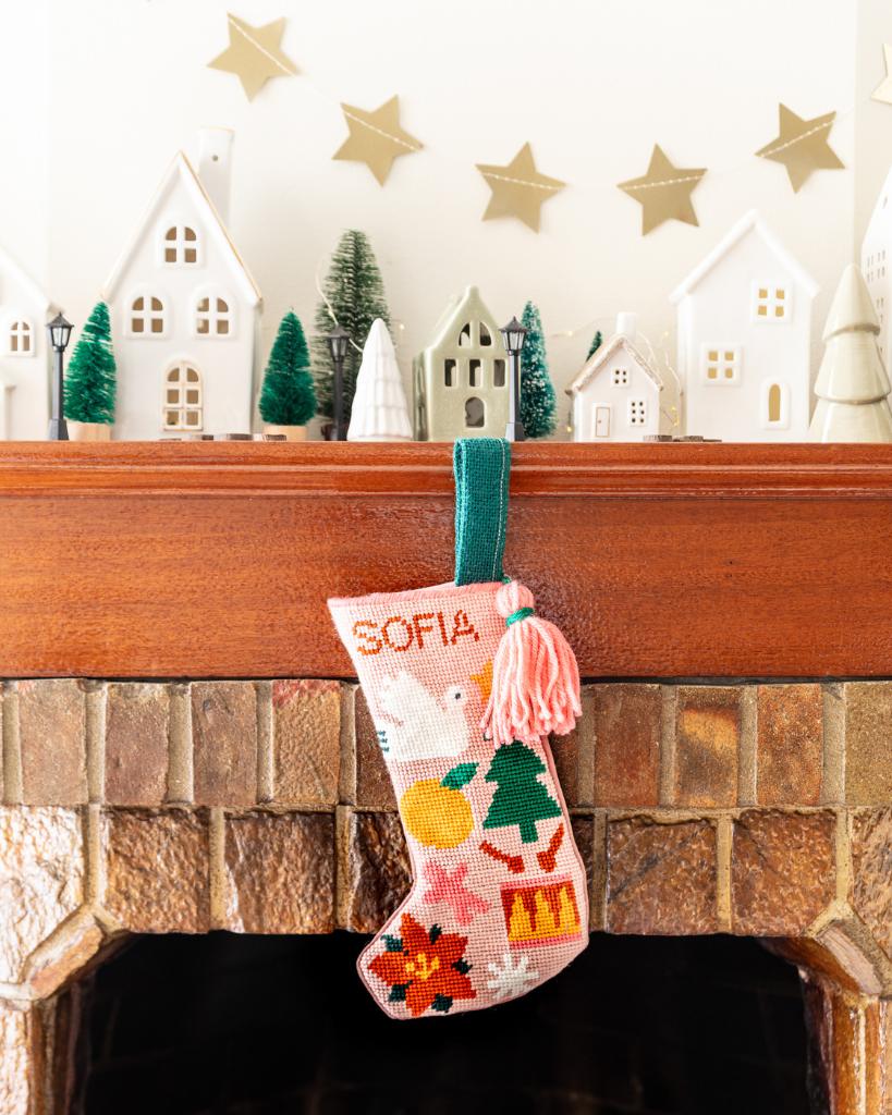 Mini Christmas Stocking Needlepoint Kit - Folk Pattern by Unwind Studio