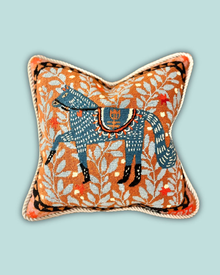 Folk Horse Needlepoint Cushion Kit
