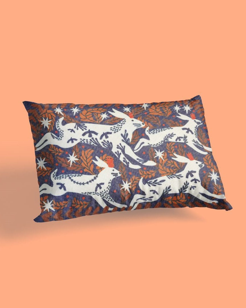 Hares running in the Night Needlepoint Cushion Kit – Unwind Studio