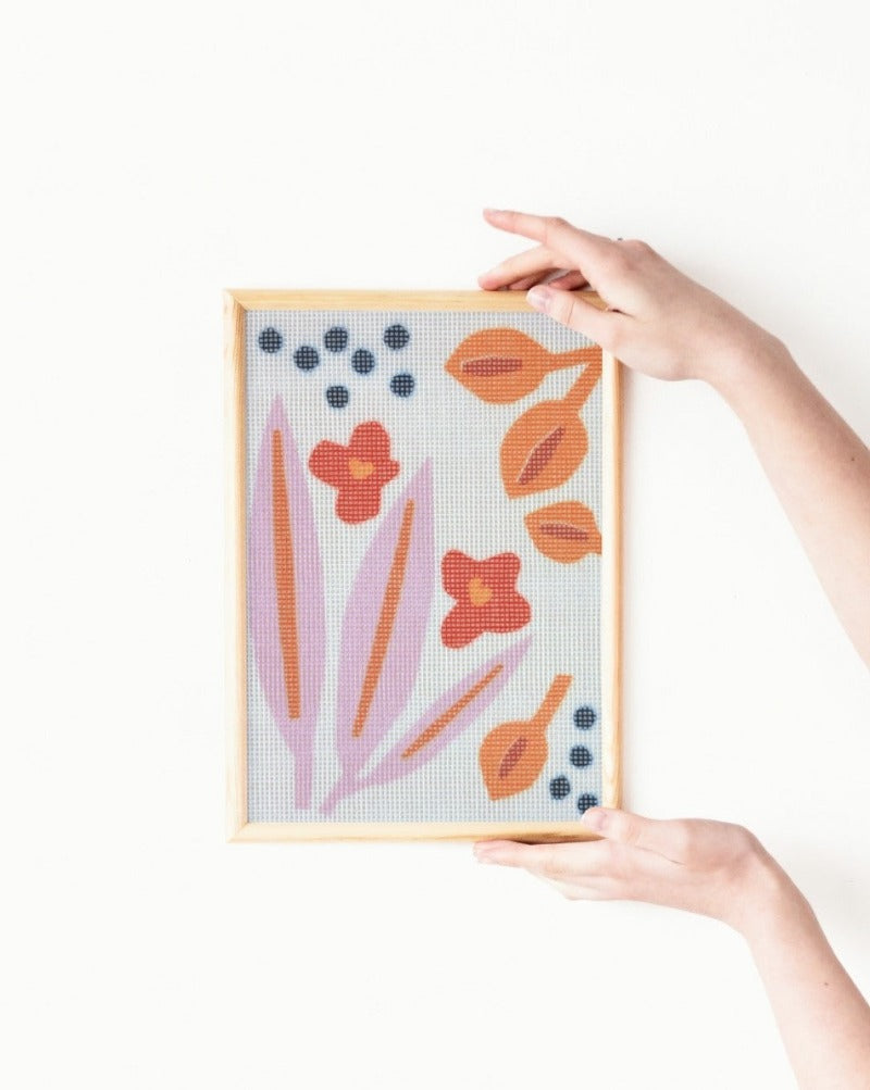Paper Flowers Beginner Needlepoint Kit by Unwind Studio