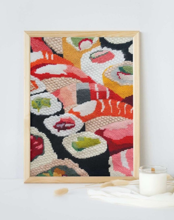 sushi boat needlepoint kit tapestry kit unwind studio