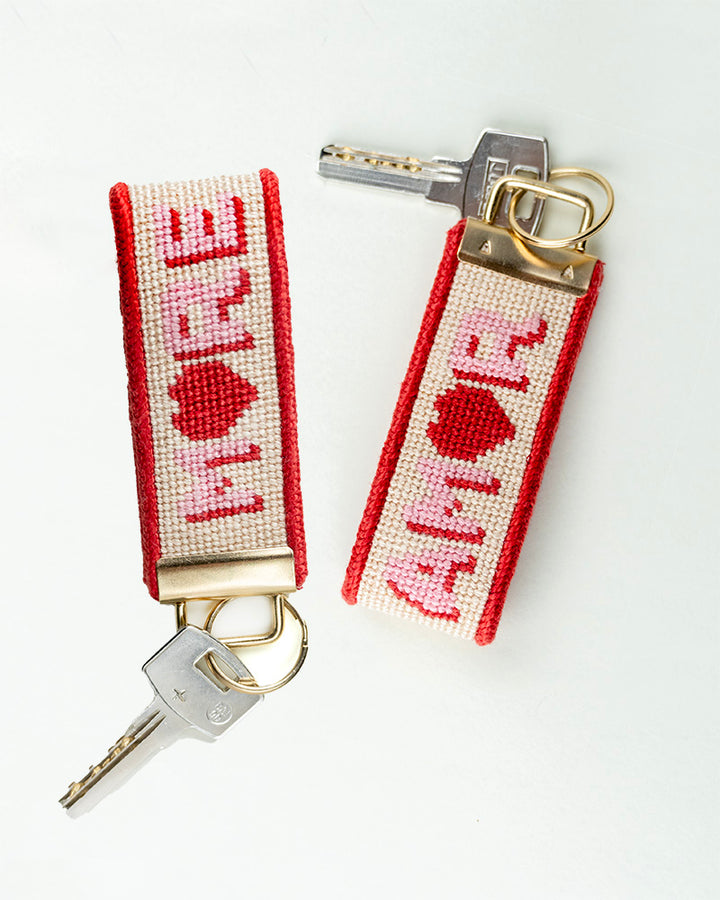 More Amor Needlepoint Kit Keyfob- finished project
