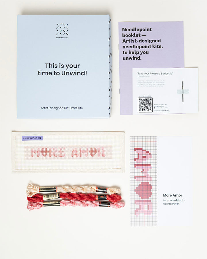 More Amor Needlepoint Kit Keyfob- complete kit