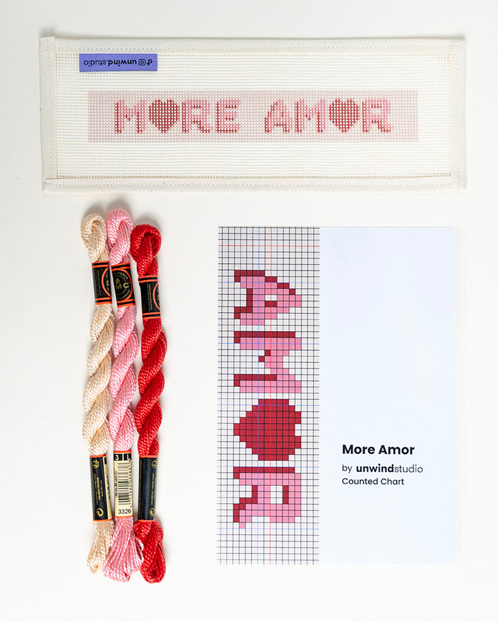 More Amor Needlepoint Kit Keyfob- canva and threads