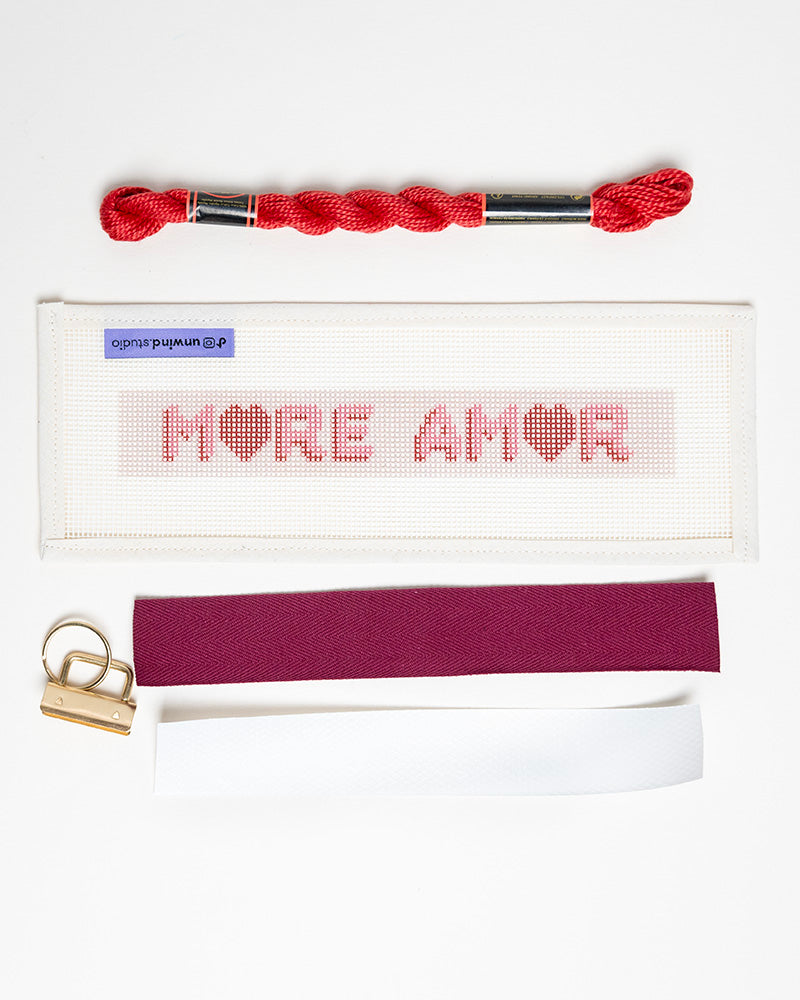 More Amor Needlepoint Kit Keyfob- canva and finishing materials