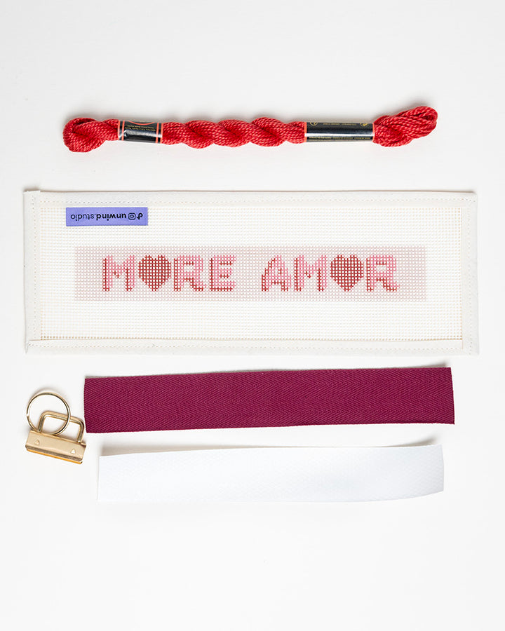 More Amor Needlepoint Kit Keyfob- canva and finishing materials