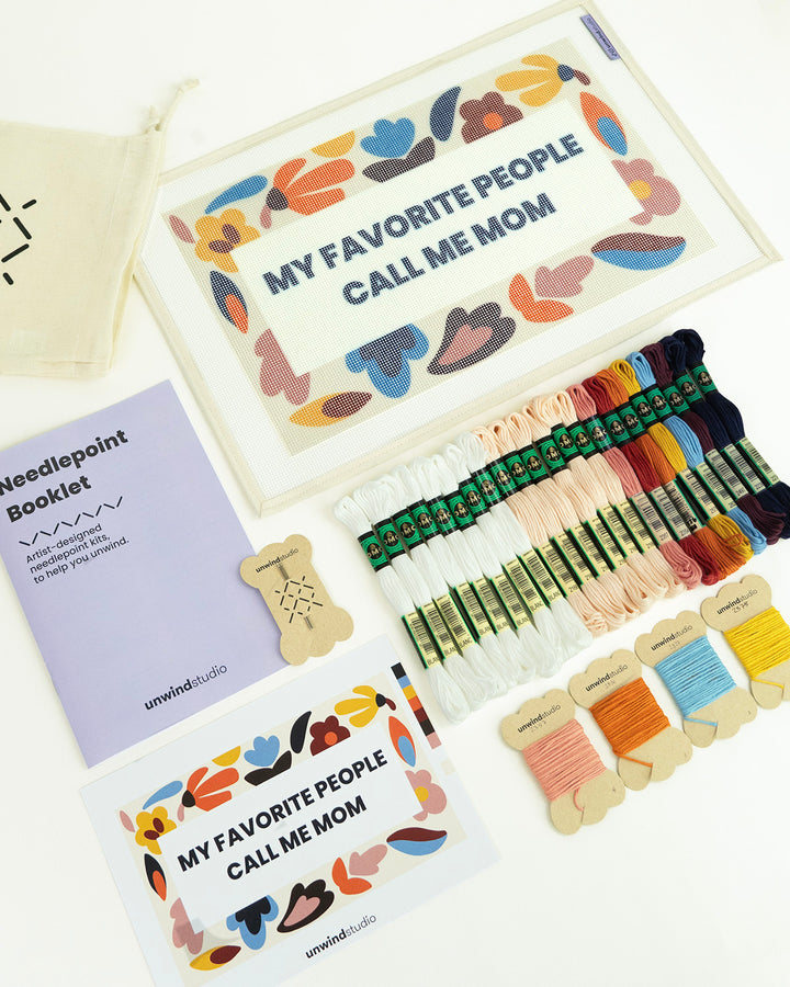 "My Favorite People call me Mom" Needlepoint Cushion Kit