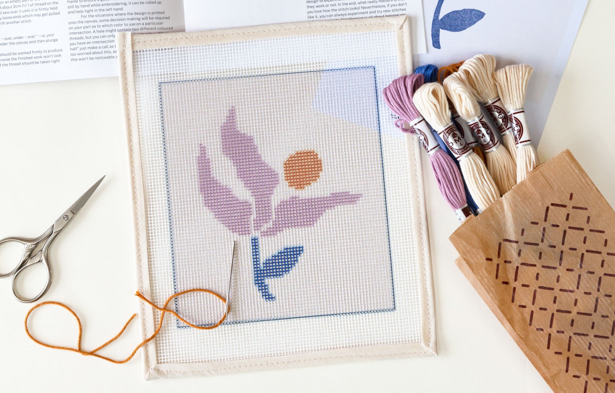 Needlepoint Kits Printed on Canvas, Modern Needlepoint Kits, Diy