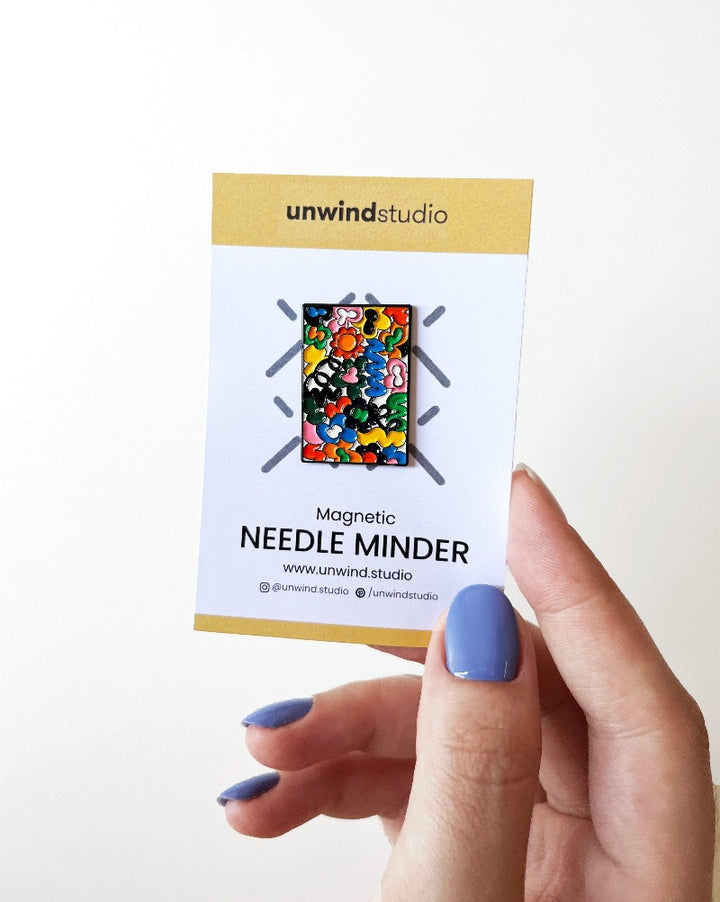 Needle Minder Jungley Flowers Magnet (enamel pin) by Unwind Studio