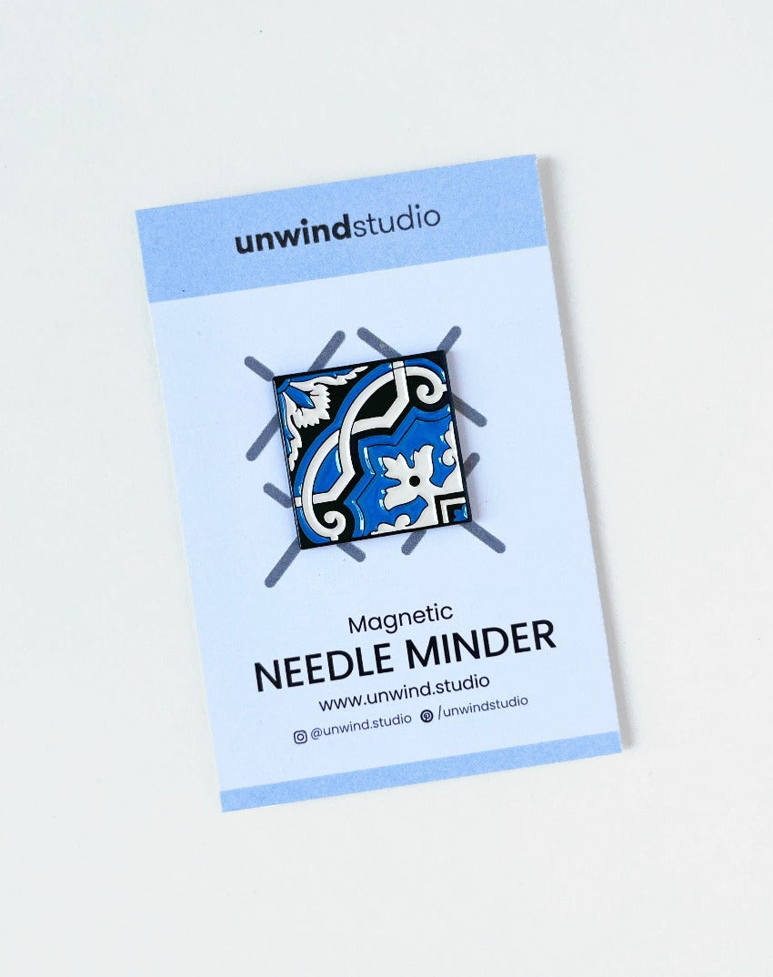 Portuguese Tile Needle Minder for Embroidery, Cross Stitch, Needlepoint by Unwind Studio