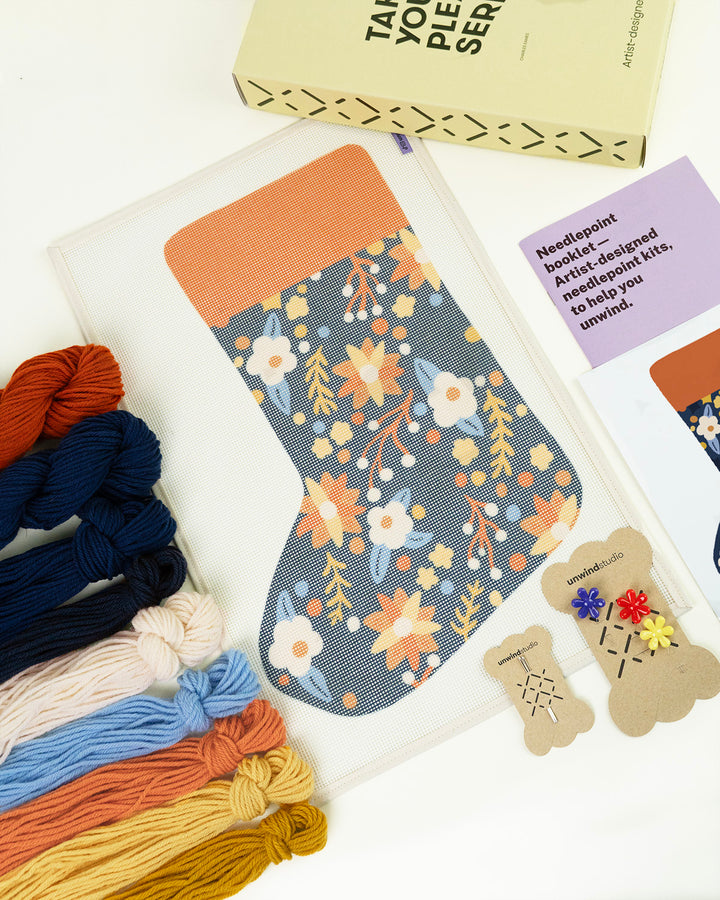 Nocturne in Bloom Stocking Needlepoint Kit (Pre-Order)