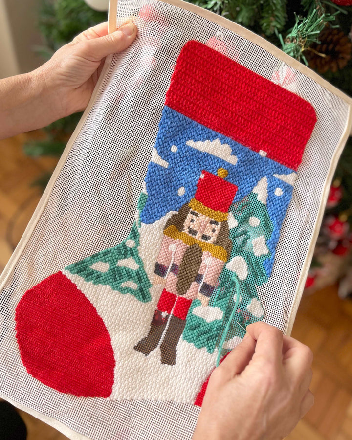 Nutcracker in the Snow Stocking Needlepoint Kit by Unwind Studio