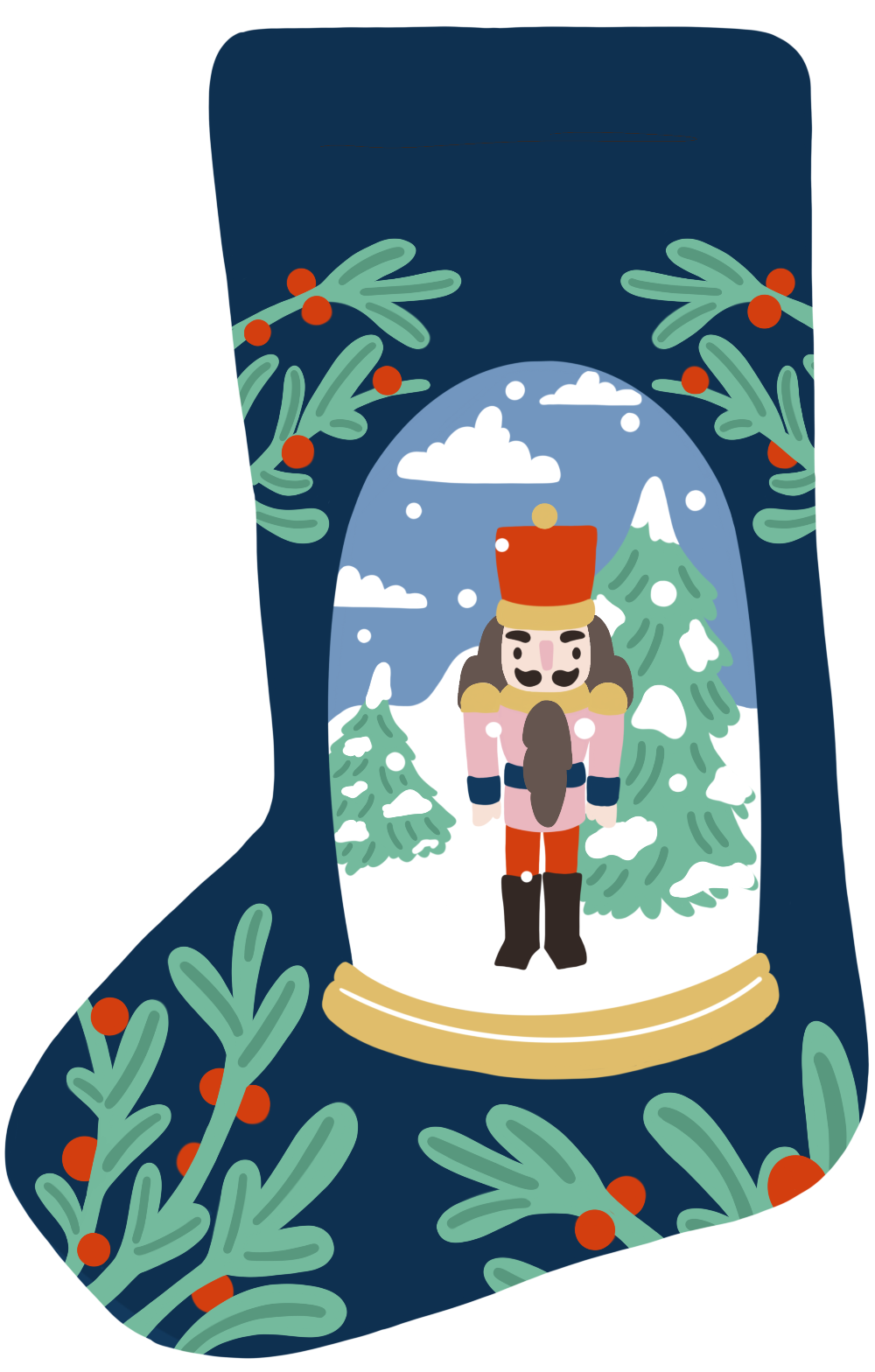 Nutcracker in a Snow Globe Stocking Needlepoint Kit by Unwind Studio