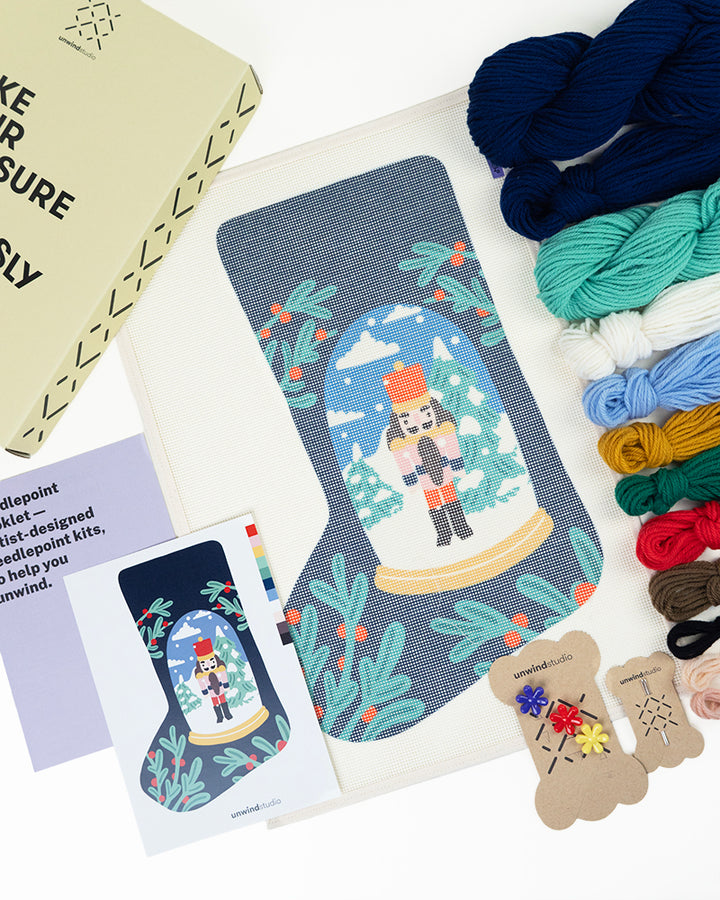 Nutcracker in a Snow Globe Stocking Needlepoint Kit