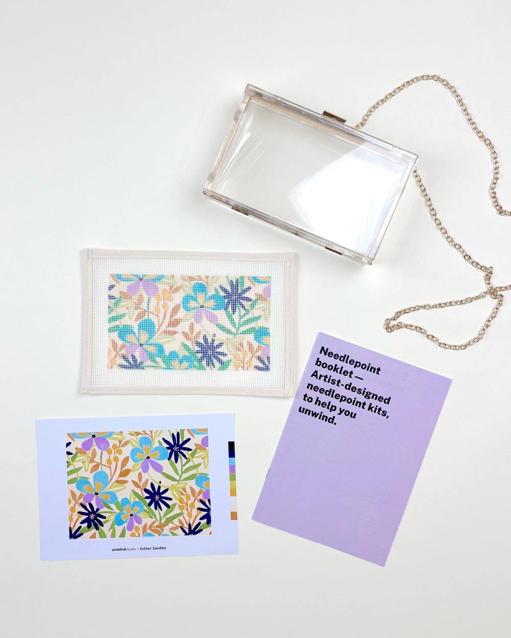 Pansy Parade Needlepoint Kit for Clutch Insert/Phone Holder
